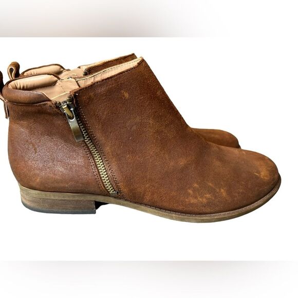 Franco Sarto Keegan Oiled Distressed Leather Ankle Booties Chestnut Brown SZ‎ 10 - Picture 5 of 8